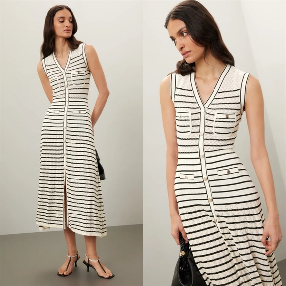 Sandro VIRAL Molina stripe knit dress - Picture 1 of 10